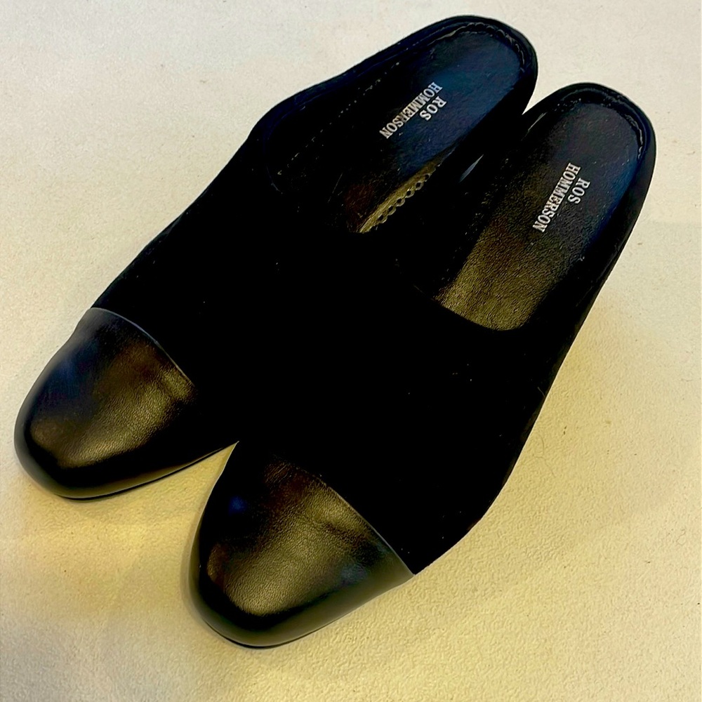 Rod Hommerson Black Velvet + Leather Open Back Pumps